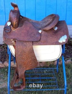 SIMCO Western Show / Parade Saddle- 15 -SILVER HEARTS- Tooled Design -STUNNING