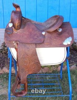SIMCO Western Show / Parade Saddle- 15 -SILVER HEARTS- Tooled Design -STUNNING