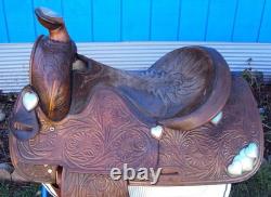 SIMCO Western Show / Parade Saddle- 15 -SILVER HEARTS- Tooled Design -STUNNING