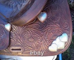 SIMCO Western Show / Parade Saddle- 15 -SILVER HEARTS- Tooled Design -STUNNING