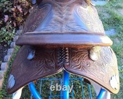 SIMCO Western Show / Parade Saddle- 15 -SILVER HEARTS- Tooled Design -STUNNING