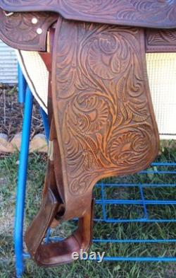 SIMCO Western Show / Parade Saddle- 15 -SILVER HEARTS- Tooled Design -STUNNING