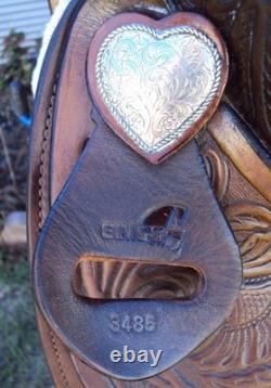 SIMCO Western Show / Parade Saddle- 15 -SILVER HEARTS- Tooled Design -STUNNING