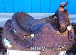 SIMCO Western Show / Parade Saddle- 15 -SILVER HEARTS- Tooled Design -STUNNING