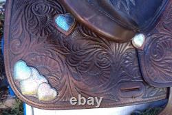 SIMCO Western Show / Parade Saddle- 15 -SILVER HEARTS- Tooled Design -STUNNING