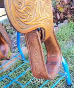 SIMCO Western Show / Parade Saddle- 15 -SILVER HEARTS- Tooled Design -STUNNING