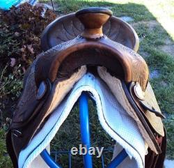 SIMCO Western Show / Parade Saddle- 15 -SILVER HEARTS- Tooled Design -STUNNING