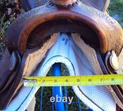 SIMCO Western Show / Parade Saddle- 15 -SILVER HEARTS- Tooled Design -STUNNING