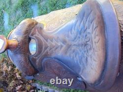 SIMCO Western Show / Parade Saddle- 15 -SILVER HEARTS- Tooled Design -STUNNING