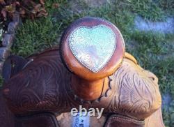 SIMCO Western Show / Parade Saddle- 15 -SILVER HEARTS- Tooled Design -STUNNING
