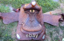SIMCO Western Show / Parade Saddle- 15 -SILVER HEARTS- Tooled Design -STUNNING