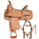 Ss 16 In Western Horse Saddle Genuine Leather Trail Roping Ranch Tack Set