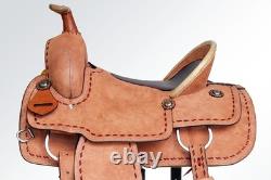 SS 16 In Western Horse Saddle Genuine Leather Trail Roping Ranch Tack Set
