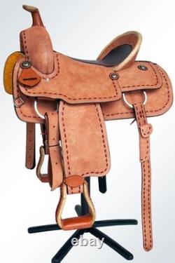 SS 16 In Western Horse Saddle Genuine Leather Trail Roping Ranch Tack Set