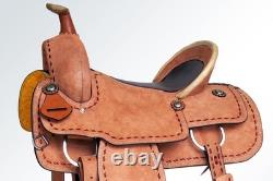 SS 16 In Western Horse Saddle Genuine Leather Trail Roping Ranch Tack Set