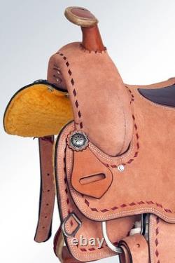 SS 16 In Western Horse Saddle Genuine Leather Trail Roping Ranch Tack Set