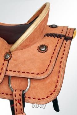 SS 16 In Western Horse Saddle Genuine Leather Trail Roping Ranch Tack Set