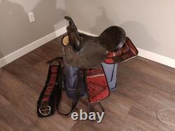 Saddle King Cordura Western Horse Saddle 16 Red Aztec Design. RARE VTG. SADDLE