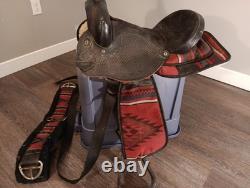 Saddle King Cordura Western Horse Saddle 16 Red Aztec Design. RARE VTG. SADDLE