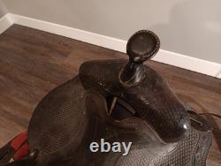 Saddle King Cordura Western Horse Saddle 16 Red Aztec Design. RARE VTG. SADDLE