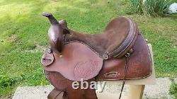 Sandstone Western Leather Floral tooled Trail Barrel Pleasure horse saddle 15.5