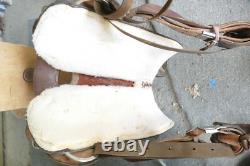 Sandstone Western Leather Floral tooled Trail Barrel Pleasure horse saddle 15.5