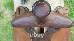 Sandstone Western Leather Floral tooled Trail Barrel Pleasure horse saddle 15.5