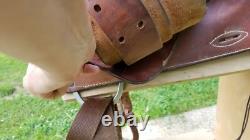 Sandstone Western Leather Floral tooled Trail Barrel Pleasure horse saddle 15.5