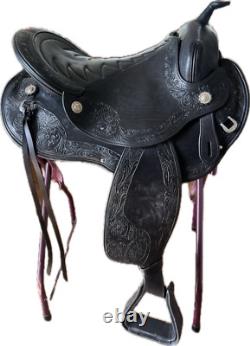 Schleese Cadence Western Dressage Saddle 16 Seat Black Floral Tooling