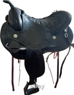 Schleese Cadence Western Dressage Saddle 16 Seat Black Floral Tooling