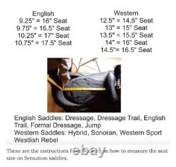 Sensation Ride treeless saddle Western Sport 15 seat with multiple accessories