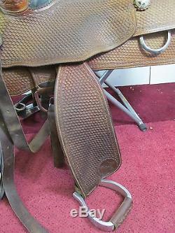 Silver Mesa Custom Reining Brown Leather Horse Saddle Size 16.5 Silver Accents