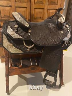Silver Mesa Western Show saddle with headstall and breastcollar
