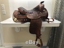 Silver Royal Sterling Accent Western Style Show Brown Leather Saddle 16-1/2