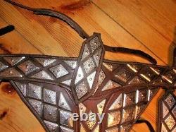 Silver Ted Flowers Parade Saddle, Bridle, Breastplate Rare Brown Leather