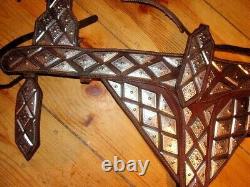 Silver Ted Flowers Parade Saddle, Bridle, Breastplate Rare Brown Leather