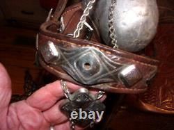 Silver Ted Flowers Parade Saddle, Bridle, Breastplate Rare Brown Leather