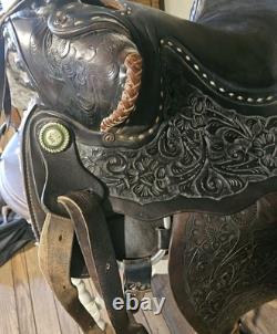 Silver Tipped Detailed Cochise Cutter Western Show Rope Saddle With Reins & Straps