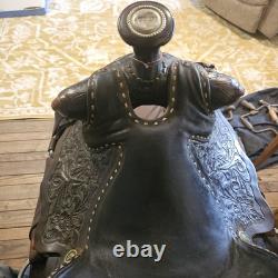 Silver Tipped Detailed Cochise Cutter Western Show Rope Saddle With Reins & Straps