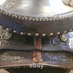Silver Tipped Detailed Cochise Cutter Western Show Rope Saddle With Reins & Straps