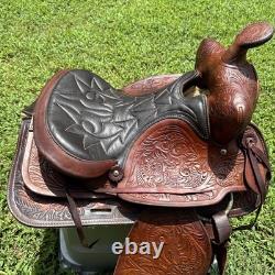 Simco 7420 Western Saddle 16 Seat Show Walnut Arabian Round Skirt USA Made