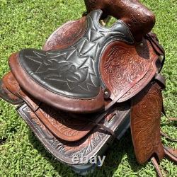 Simco 7420 Western Saddle 16 Seat Show Walnut Arabian Round Skirt USA Made