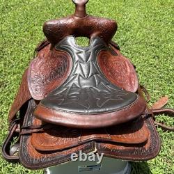 Simco 7420 Western Saddle 16 Seat Show Walnut Arabian Round Skirt USA Made