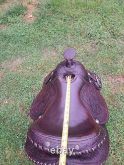 Simco Tooled and Silver Plated Arabian Western Pleasure Show Saddle 15 in Seat