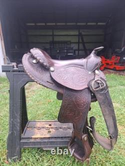 Simco Tooled and Silver Plated Arabian Western Pleasure Show Saddle 15 in Seat