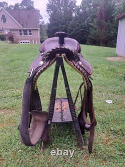 Simco Tooled and Silver Plated Arabian Western Pleasure Show Saddle 15 in Seat