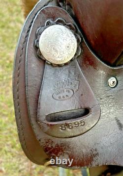 Simco Western Pleasure Trail Saddle 16 Inch Padded Seat Brown Leather #8695 USA