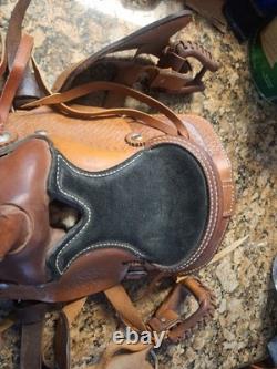 Small Kids' Horse Saddle, Leather And Lamb Fur