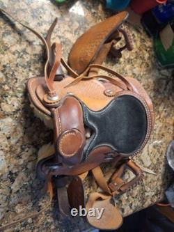 Small Kids' Horse Saddle, Leather And Lamb Fur