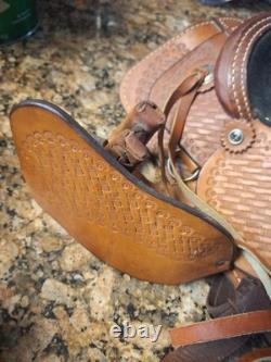 Small Kids' Horse Saddle, Leather And Lamb Fur